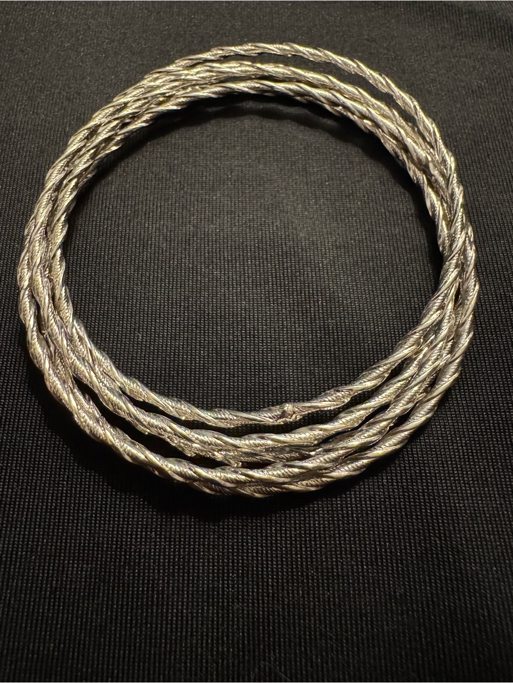 Silver Tone Twisted Rope Multi-Bangle Bracelet Stack - Set of 5